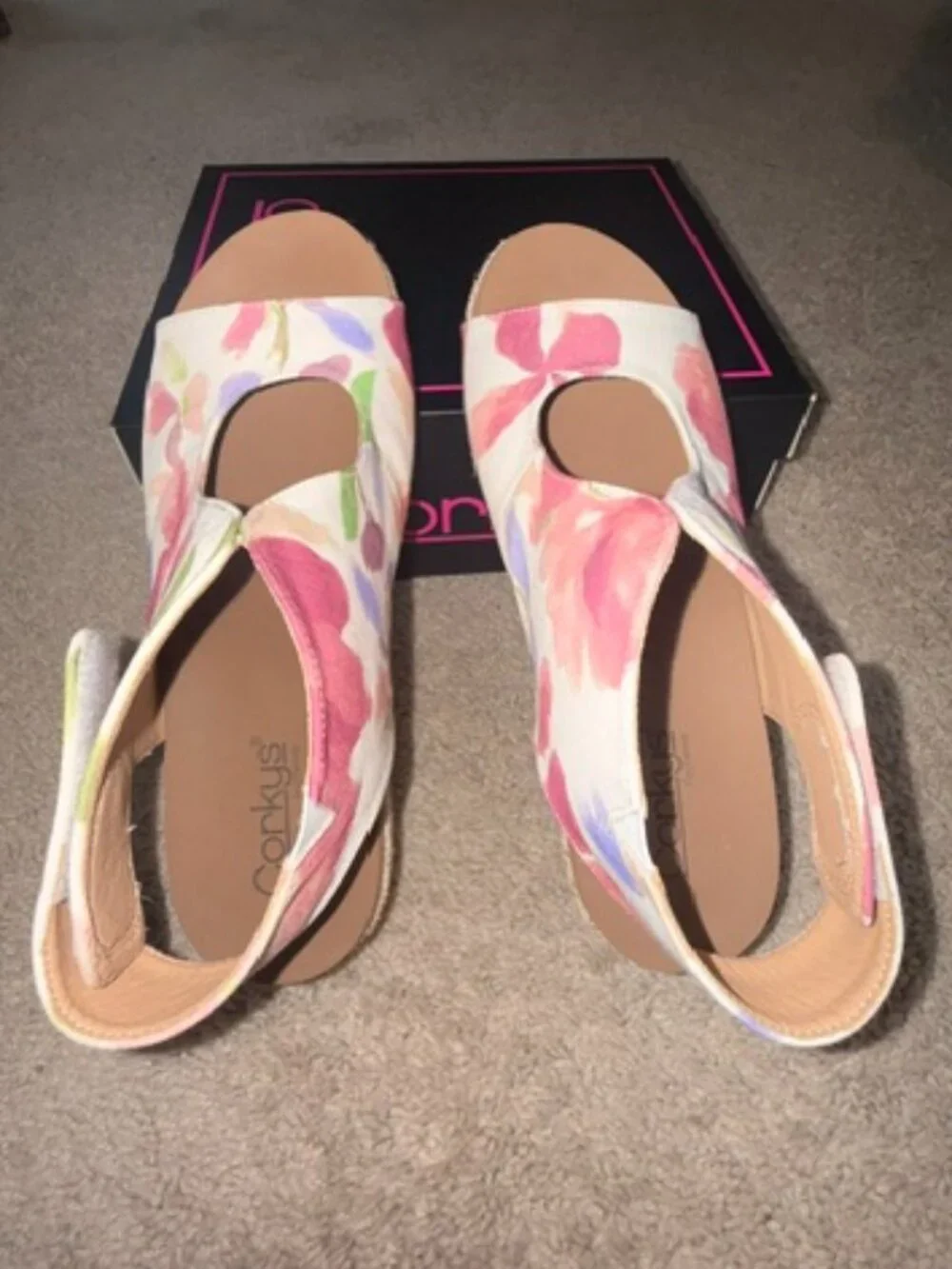 Corkys Floral Wedge Platform Sandals - Size 9